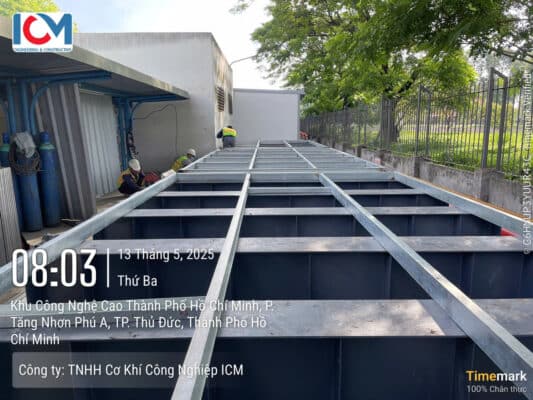 ICM - Thi công dầm thép bồn inox lắp ghép