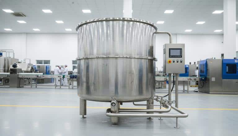 Phụ kiện quan trọng: baffle chống xoáy, nắp bồn, cửa châm liệu, ống xả, chân bồn